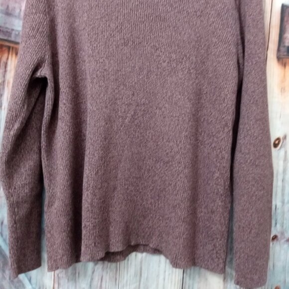 Norm Thompson 2X  Ribbed Brown Turtleneck Long Sleeve Cotton Knit - Picture 3 of 5